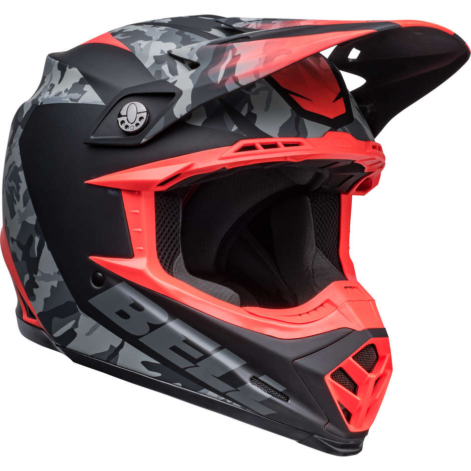 Moto Cross Enduro helmet Bell MOTO-9 MIPS VENOM Matt Black Camo Red Fluo