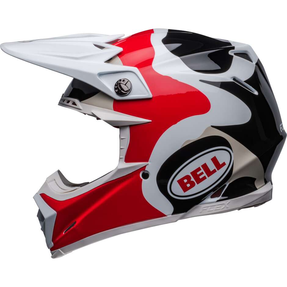 Moto Cross Enduro Helmet Bell MOTO-9s FLEX HELLO COUSTEAU REEF White Red Matt