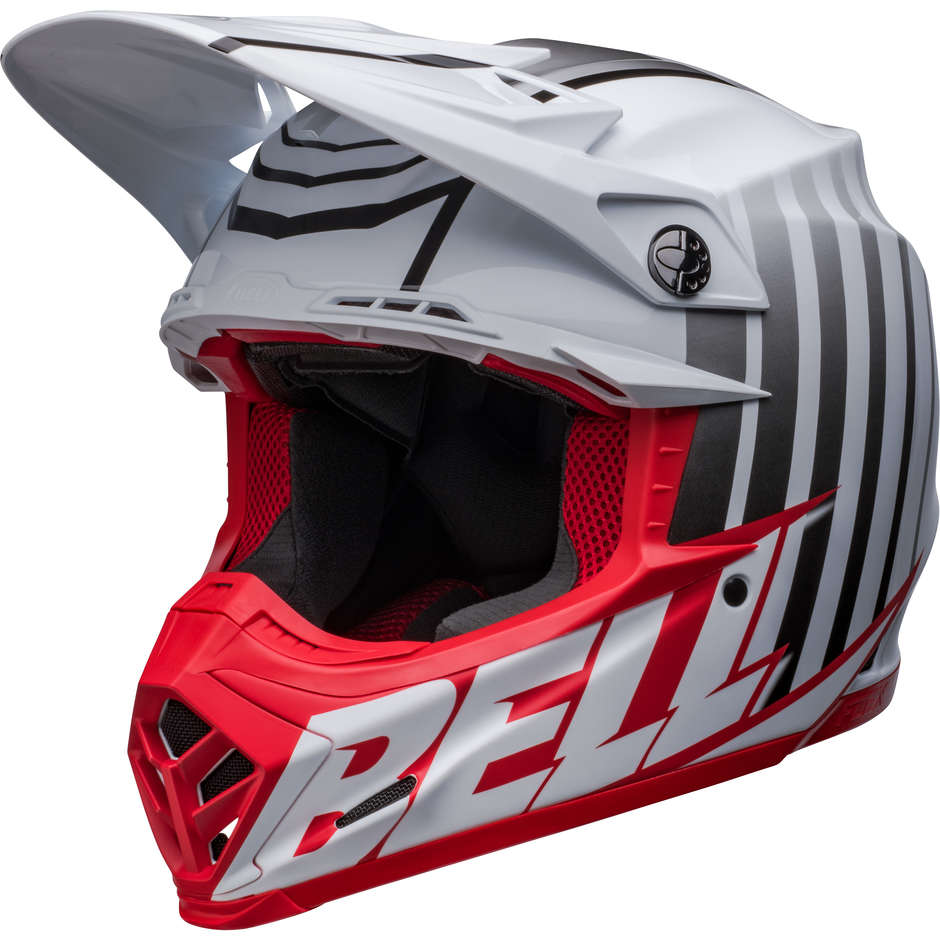 Moto Cross Enduro Helmet Bell MOTO-9S FLEX SPRINT White Red Matt Glossy