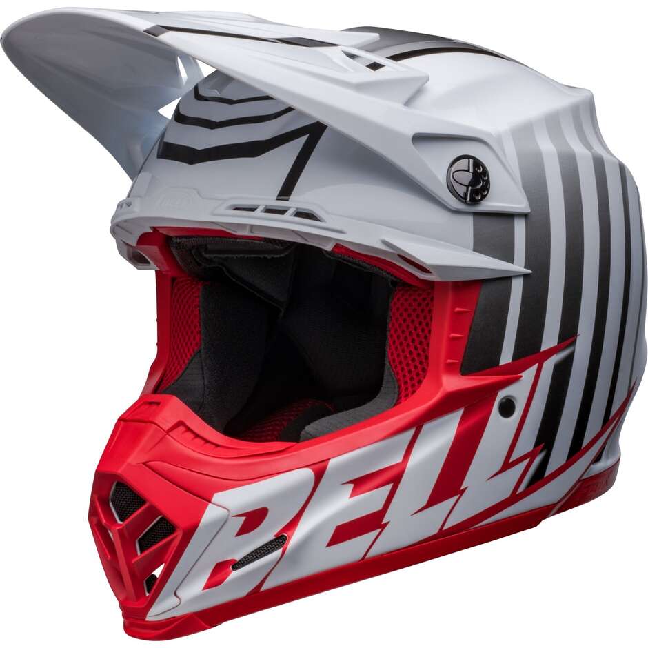 Moto Cross Enduro Helmet Bell MOTO-9s FLEX SPRINT White Red Matt Glossy