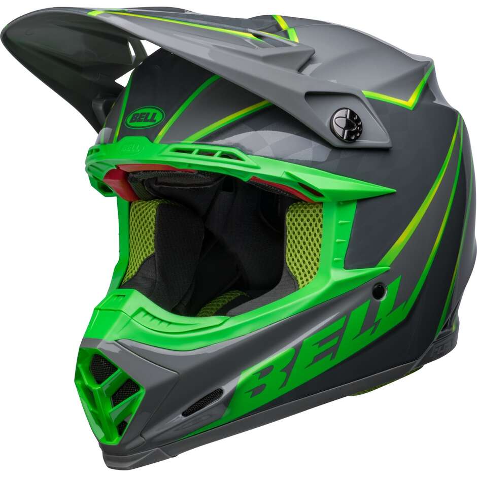 Moto Cross Enduro Helmet Bell MOTO-9s FLEX SPRITE Gray Green
