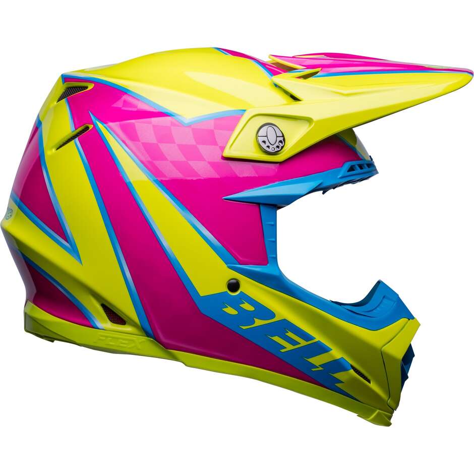 Moto Cross Enduro Helmet Bell MOTO-9s FLEX SPRITE Yellow Magenta