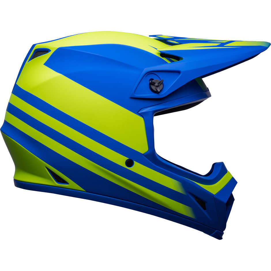 Moto Cross Enduro Helmet Bell MX-9 MIPS DISRUPT Blue Yellow Fluo Matt