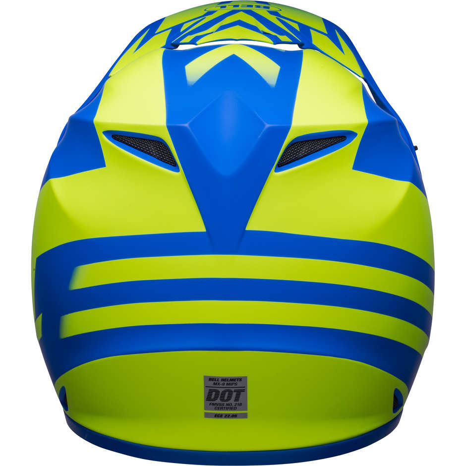 Moto Cross Enduro Helmet Bell MX-9 MIPS DISRUPT Blue Yellow Fluo Matt