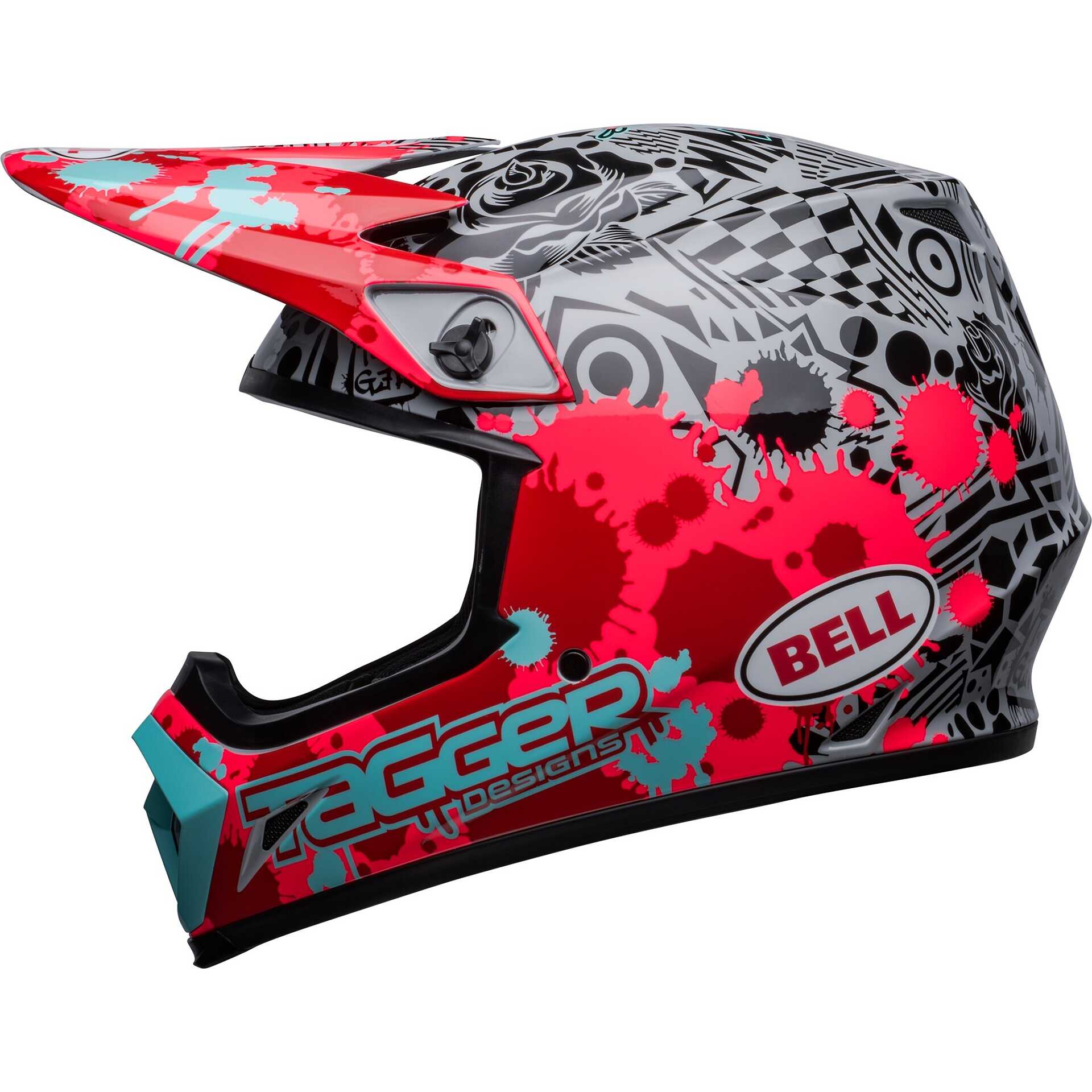 BELL MX-9 MIPS ヘルメット Tagger Designs ゴーグル Moto Cross Enduro Helmet Bell MX-9 MIPS TAGGER SPLATTER Red Gray