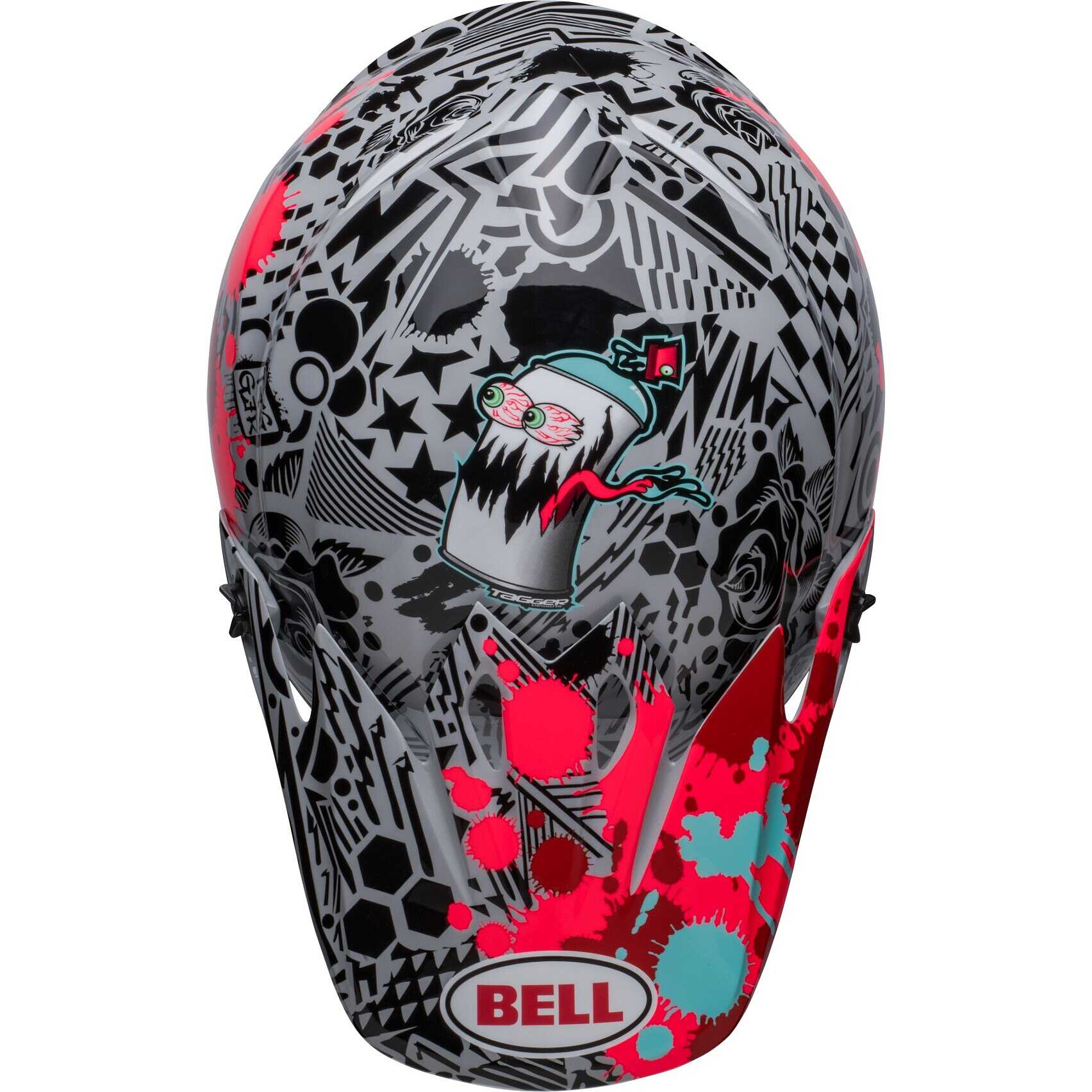 Moto Cross Enduro Helmet Bell MX-9 MIPS TAGGER SPLATTER Red Gray