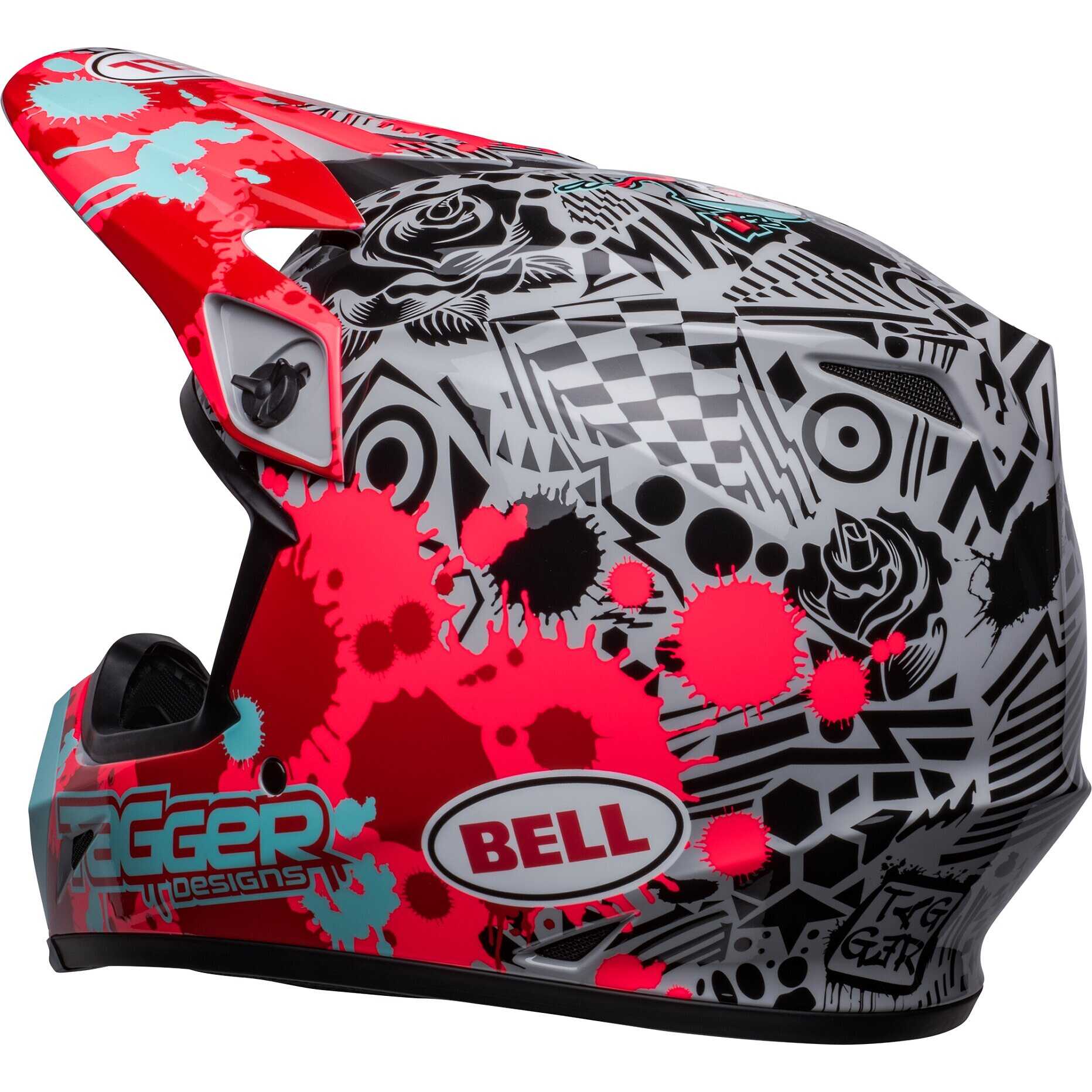 Moto Cross Enduro Helmet Bell MX-9 MIPS TAGGER SPLATTER Red Gray