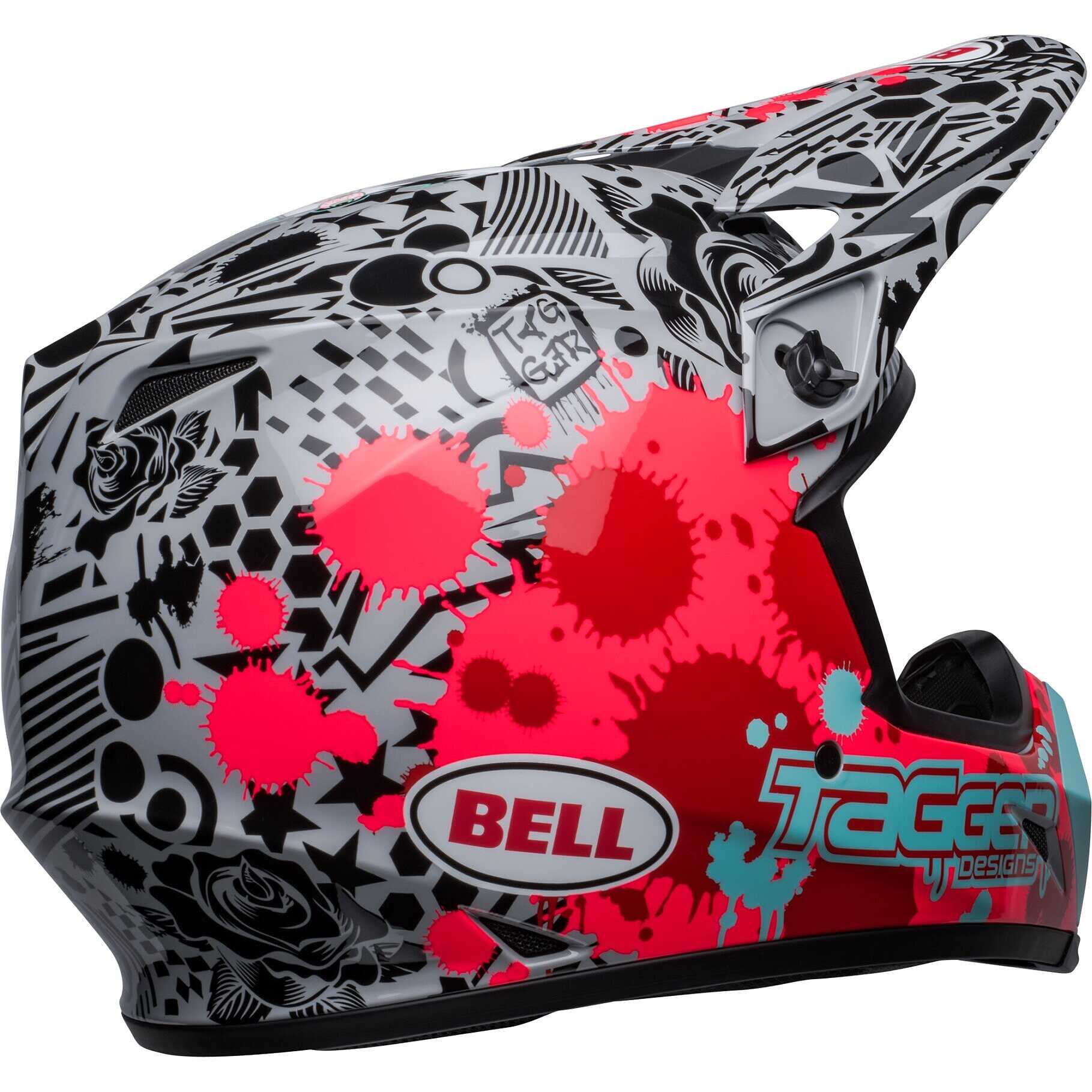 Moto Cross Enduro Helmet Bell MX-9 MIPS TAGGER SPLATTER Red Gray