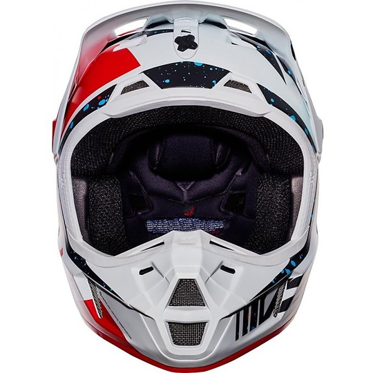 Moto Cross Enduro Helmet Fox V2 nirv Fiber Red White