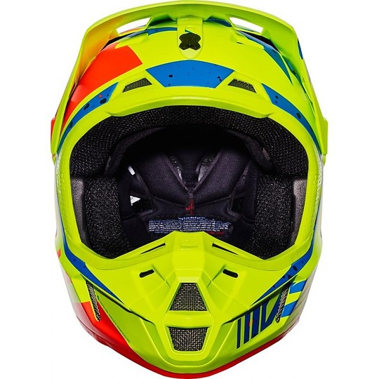 Moto Cross Enduro Helmet Fox V2 nirv Fiber Yellow Blue