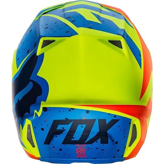 Moto Cross Enduro Helmet Fox V2 nirv Fiber Yellow Blue