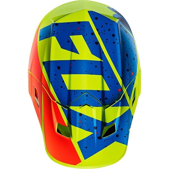 Moto Cross Enduro Helmet Fox V2 nirv Fiber Yellow Blue