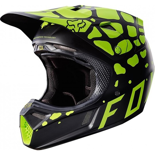 Moto Cross Enduro helmet Fox V3 Grav MX Fiber Black Yellow