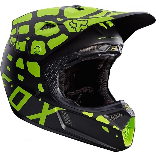 Moto Cross Enduro helmet Fox V3 Grav MX Fiber Black Yellow
