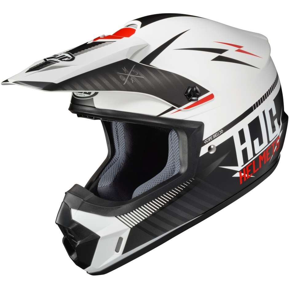 Moto Cross Enduro Helmet Hjc CS-MX II TWEEK MC1SF White Matt Black