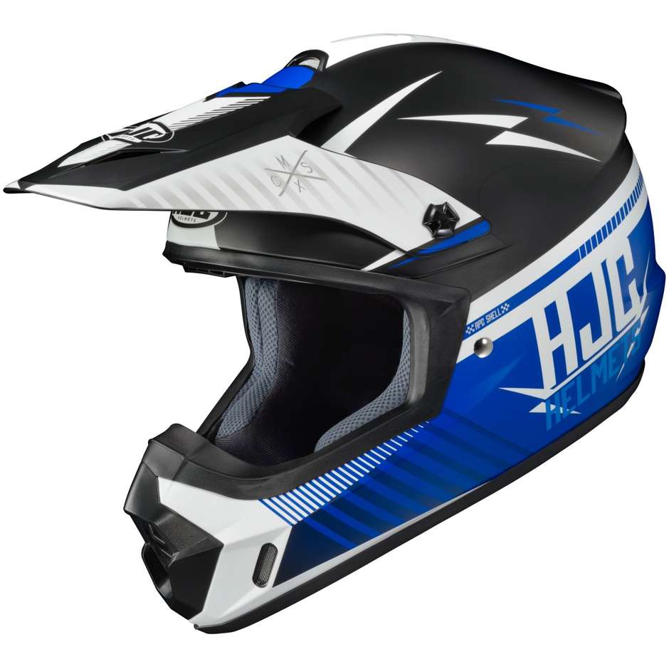 Moto Cross Enduro Helmet Hjc CS-MX II TWEEK MC2SF White Blue Black Matt