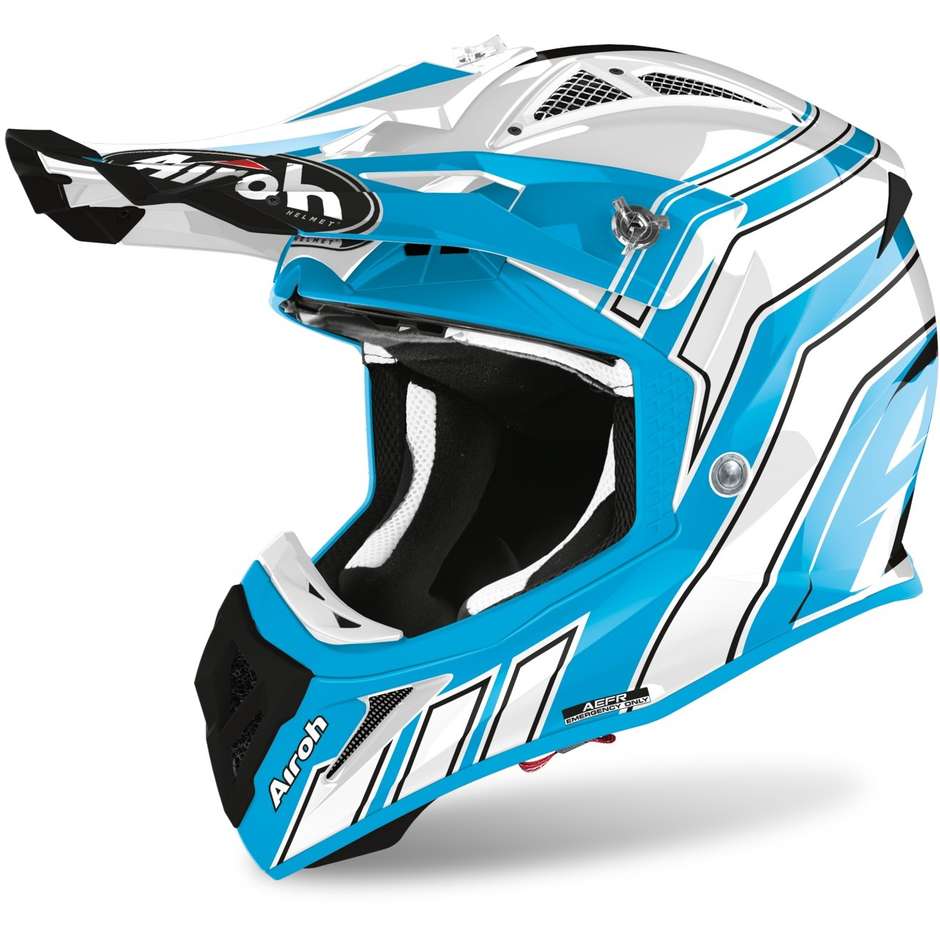 Moto Cross Enduro Helmet in Airoh Fiber AVIATOR ACE ART Opaque Blue