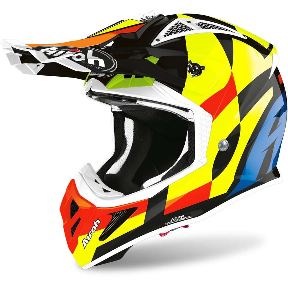 Moto Cross Enduro Helmet in Airoh Fiber AVIATOR ACE Gloss Black Trick