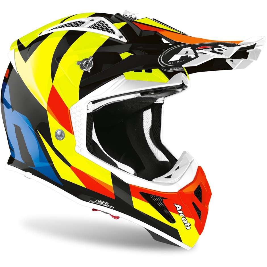 Moto Cross Enduro Helmet in Airoh Fiber AVIATOR ACE Gloss Black Trick