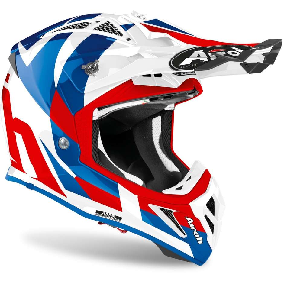 Moto Cross Enduro Helmet in Airoh Fiber AVIATOR ACE Glossy Blue Trick