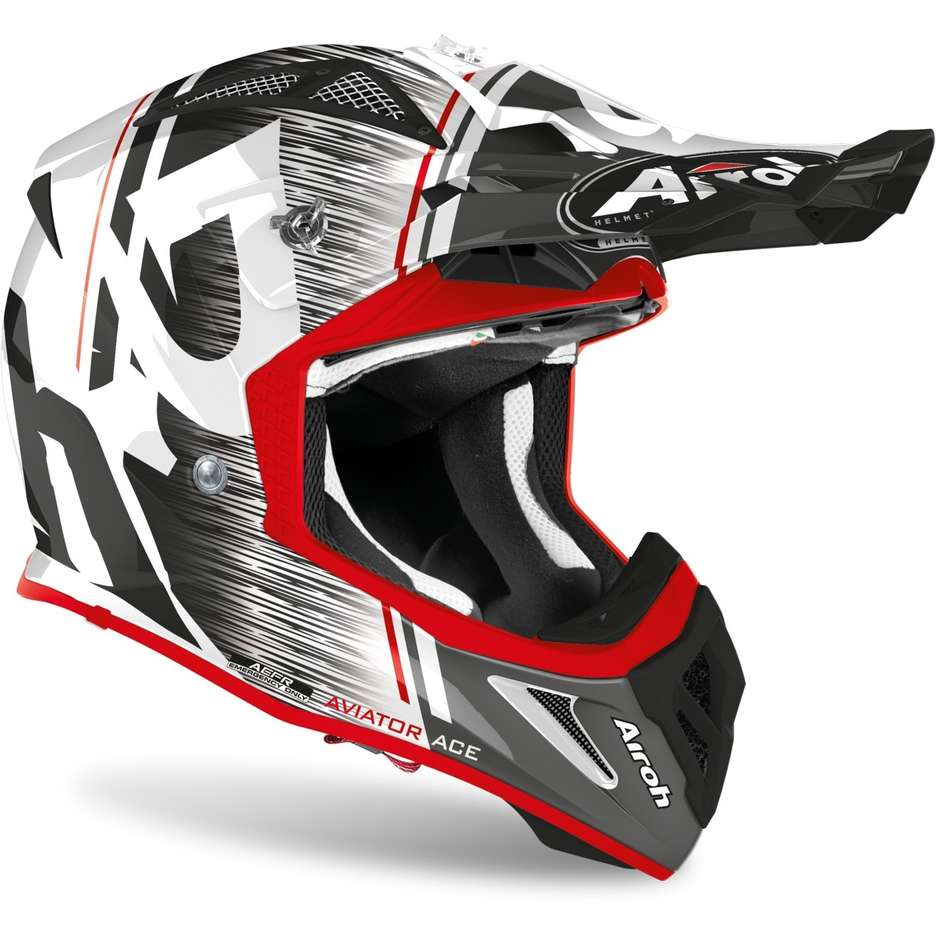 Moto Cross Enduro Helmet in Airoh Fiber AVIATOR ACE Glossy Red Kybon