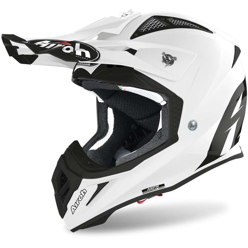Moto Cross Enduro Helmet in Airoh Fiber AVIATOR ACE Glossy White Color