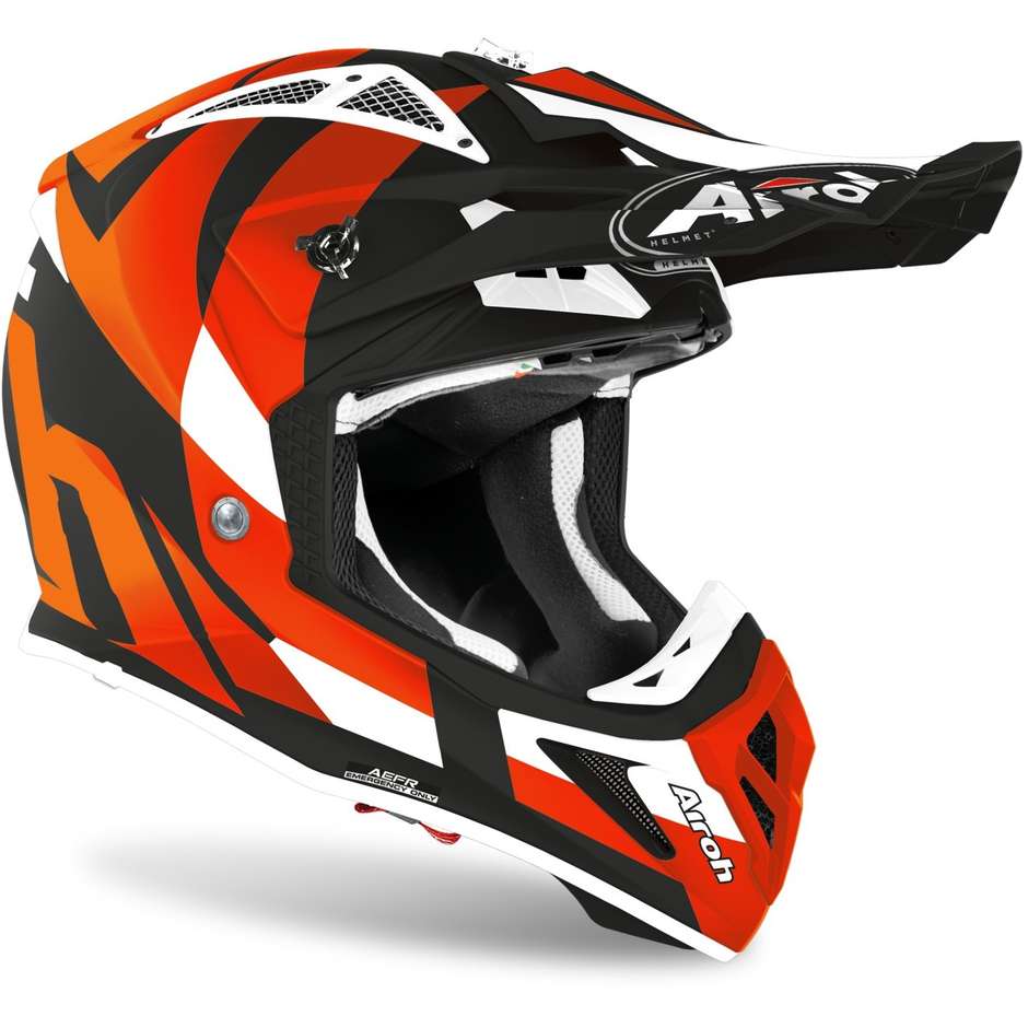 Moto Cross Enduro Helmet in Airoh Fiber AVIATOR ACE Matt Orange Trick
