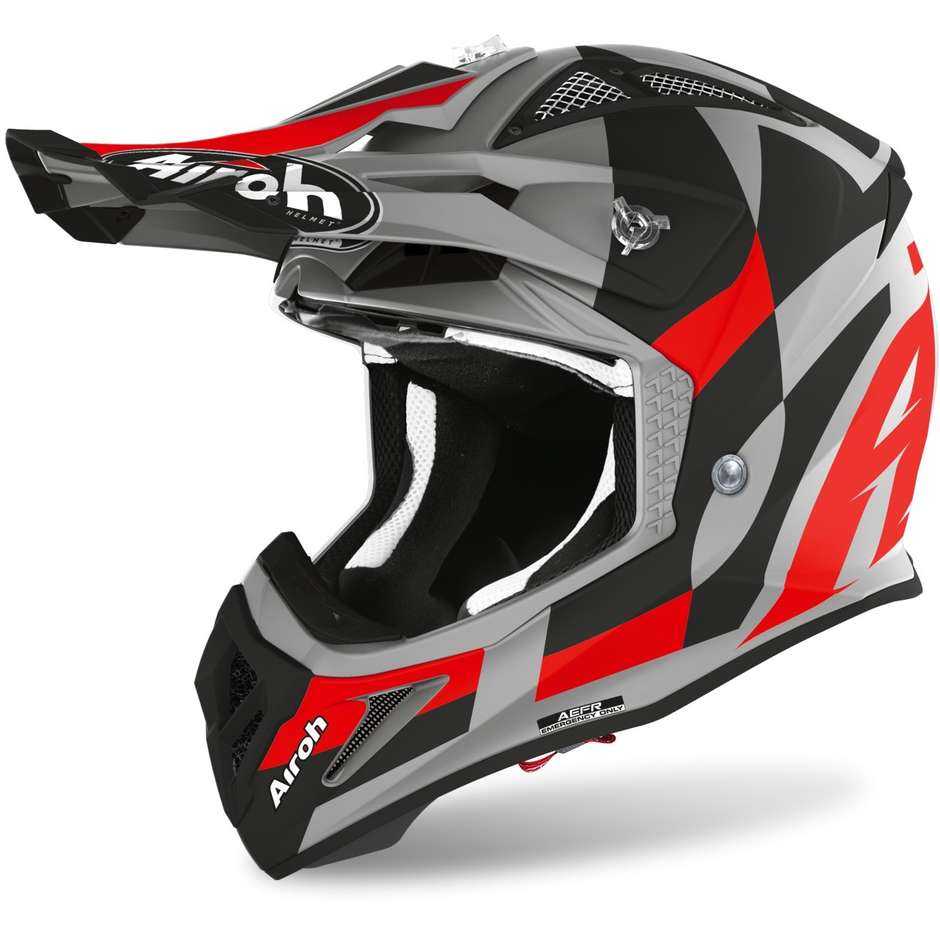 Moto Cross Enduro Helmet in Airoh Fiber AVIATOR ACE Matt Red Trick