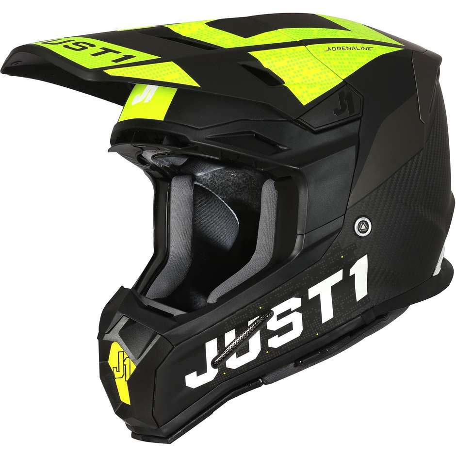 Moto Cross Enduro Helmet in Carbon Just1 J22 ADRENALINE Carbon Yellow Fluo