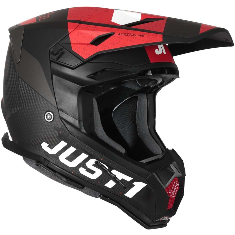 Moto Cross Enduro Helmet in Carbon Just1 J22 ADRENALINE Red Matt Carbon
