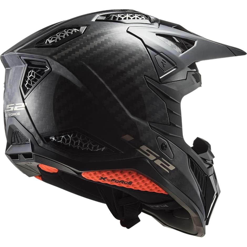 Moto Cross Enduro Helmet In Carbon Ls2 MX703 X-FORCE Solid Glossy Carbon