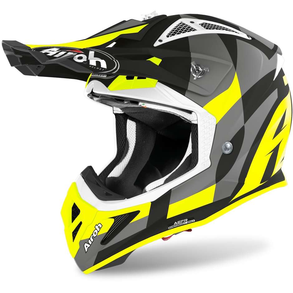 Moto Cross Enduro Helmet in Fiber Airoh AVIATOR ACE Matt Trick Yellow
