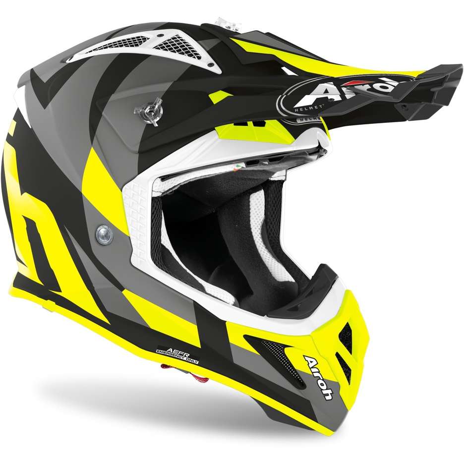 Moto Cross Enduro Helmet in Fiber Airoh AVIATOR ACE Matt Trick Yellow