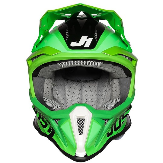 Moto Cross Enduro Helmet In Fiber Just1 J18 PULSAR Green Black
