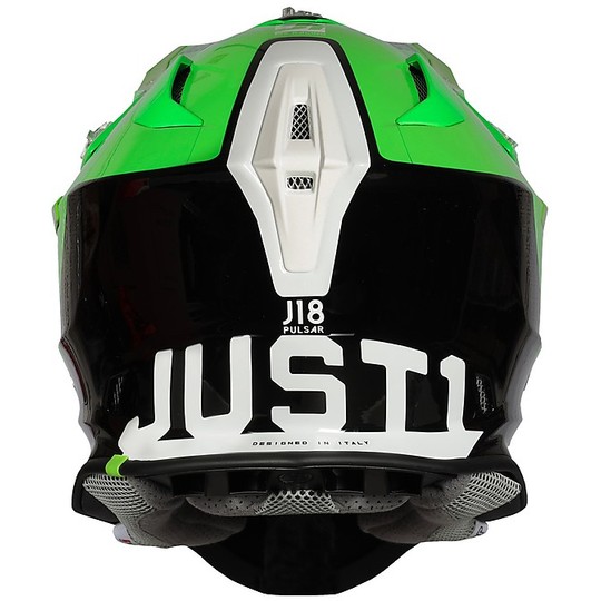Moto Cross Enduro Helmet In Fiber Just1 J18 PULSAR Green Black