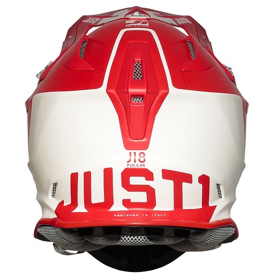 Moto Cross Enduro Helmet In Fiber Just1 J18 PULSAR Red White Matt