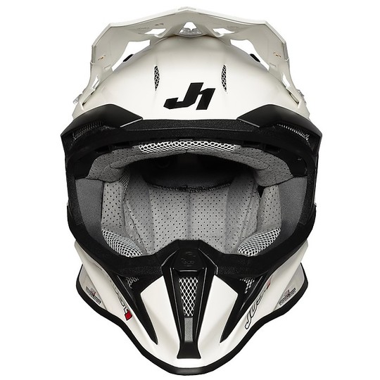 Moto Cross Enduro Helmet In Fiber Just1 J18 SOLID Glossy White