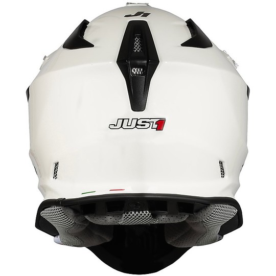 Moto Cross Enduro Helmet In Fiber Just1 J18 SOLID Glossy White
