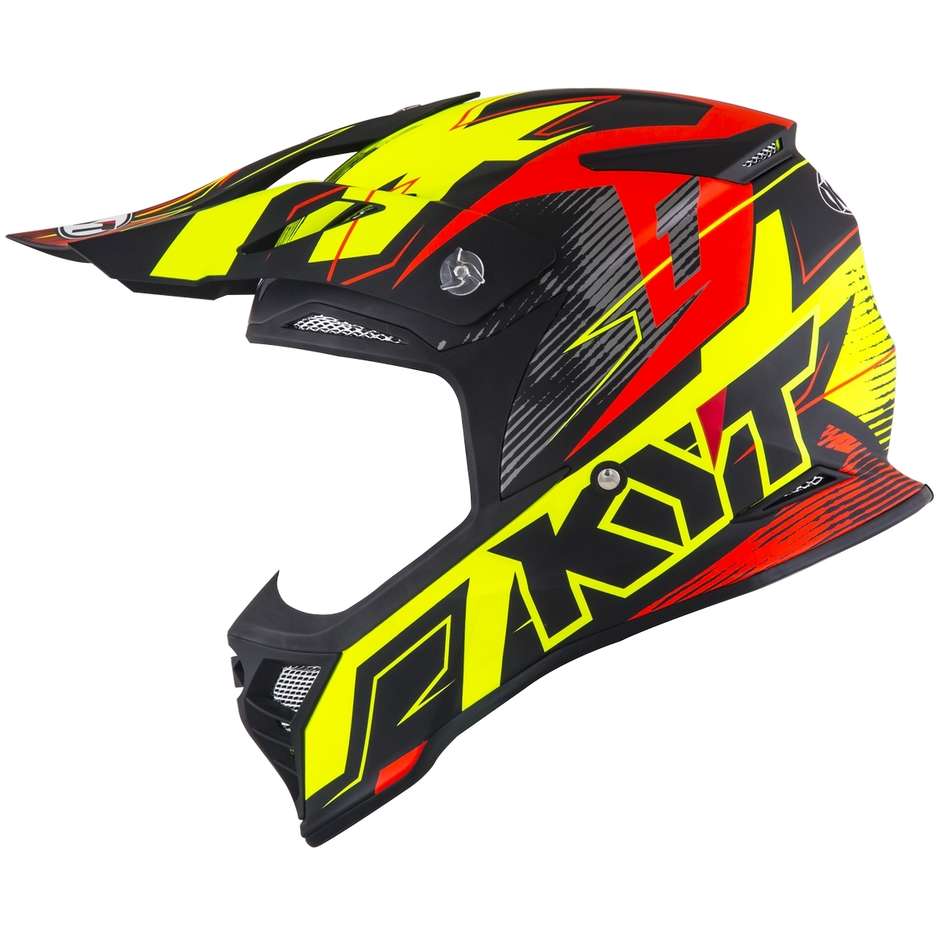 Moto Cross Enduro Helmet In Fiber KYT SKYHAWK DIGGER Matt Yellow Orange