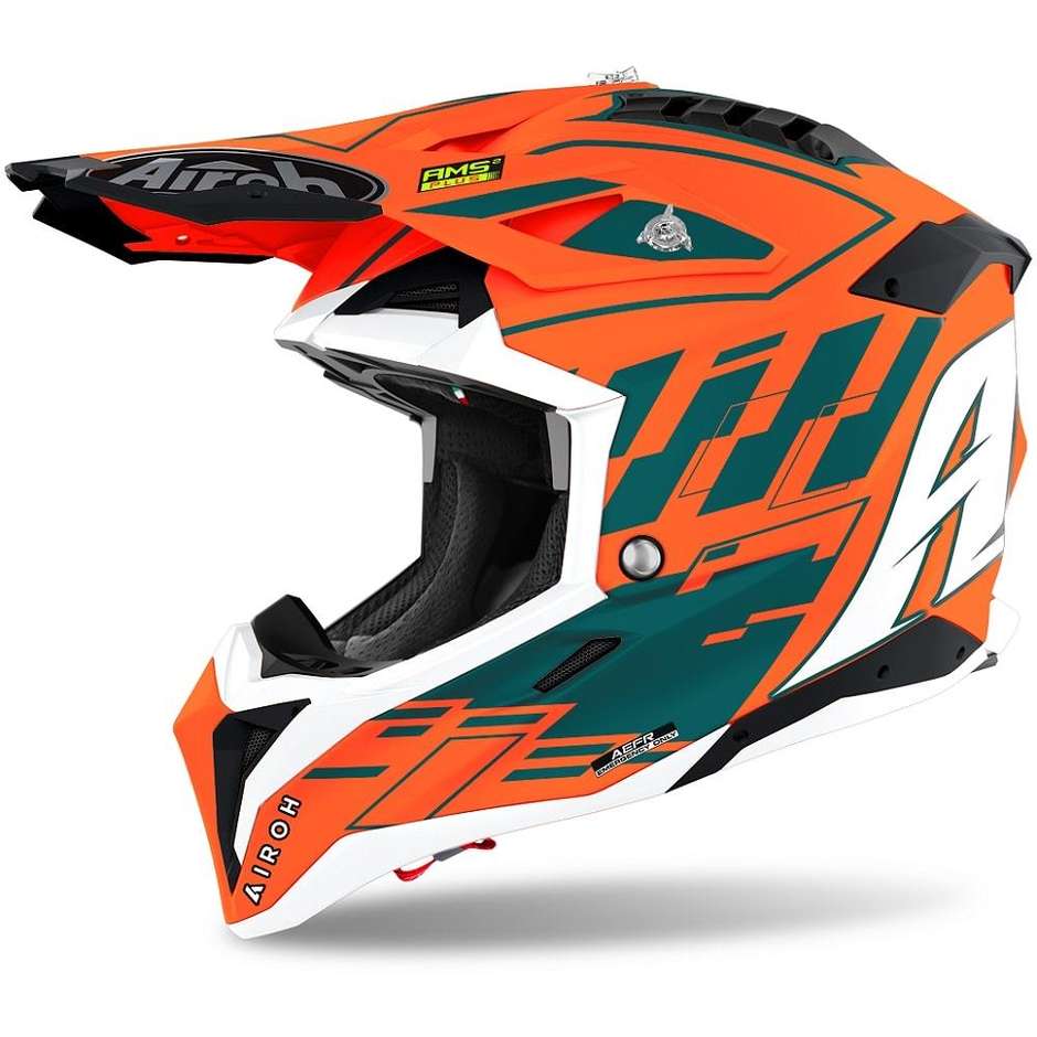 Moto Cross Enduro Helmet In HPC Airoh Fiber AVIATOR 3 Rampage Orange