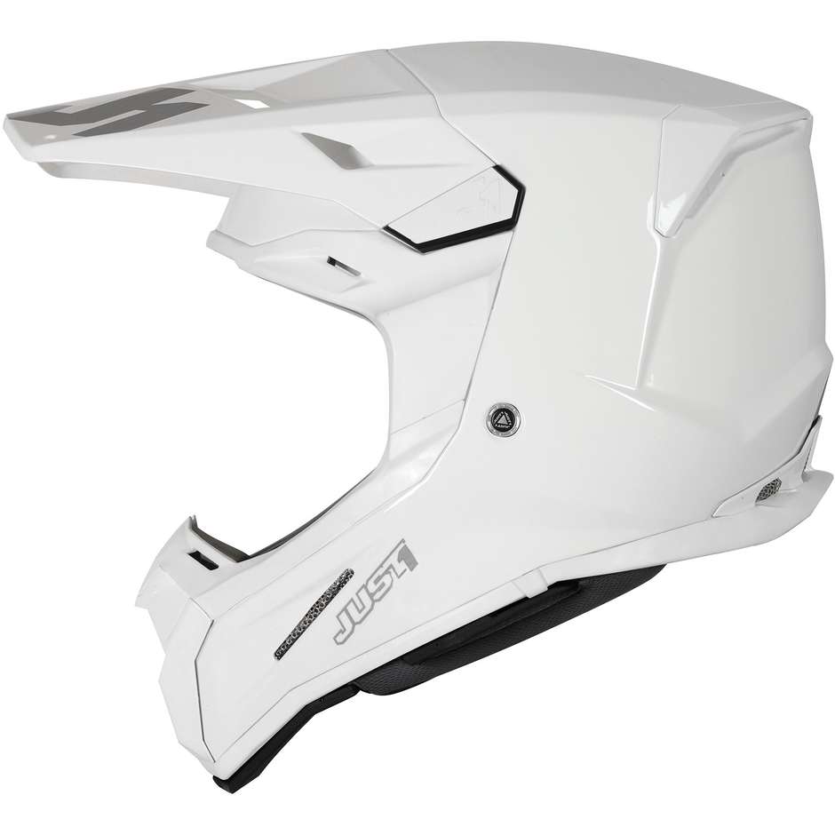 Moto Cross Enduro Helmet in Just1 J22 SOLID Glossy White Carbon