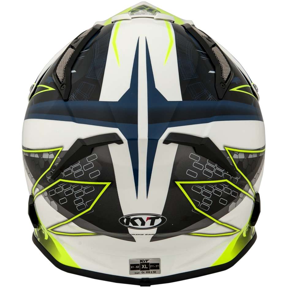 Moto Cross Enduro Helmet in KYT STRIKE EAGLE WEB Matt White Blue Fiber