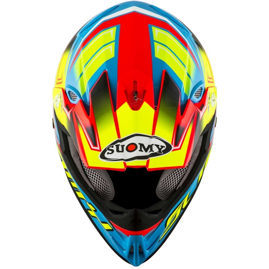Moto Cross Enduro Helmet In Suomy Fiber MR JUMP STAR Cyan Fuchsia
