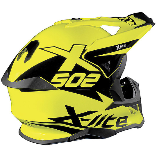 Moto Cross Enduro Helmet in X-Lite Fiber X-502 Matris 016 Yellow Led