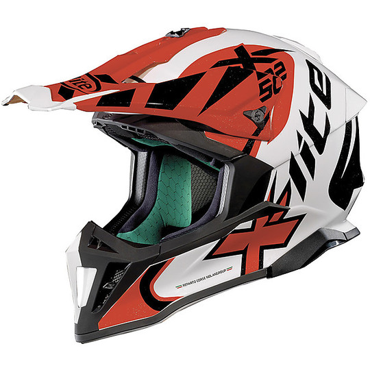 Moto Cross Enduro Helmet in X-Lite X-502 Xtream 020 Fiber Glossy White Red