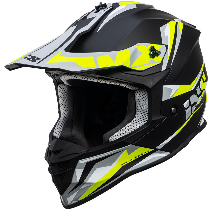 Moto Cross Enduro Helmet Ixs 362 2.0 Matt Black Neon Yellow