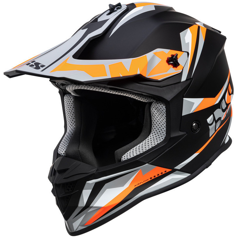 Moto Cross Enduro Helmet Ixs 362 2.0 Matt Black Orange Neon