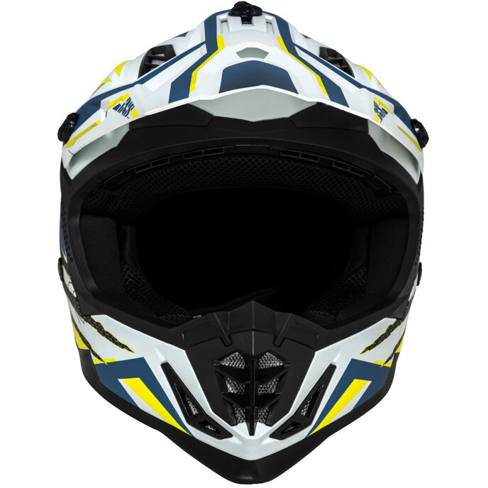 Moto Cross Enduro helmet iXS 363 2.0 Matt White Blue Yellow Fluo