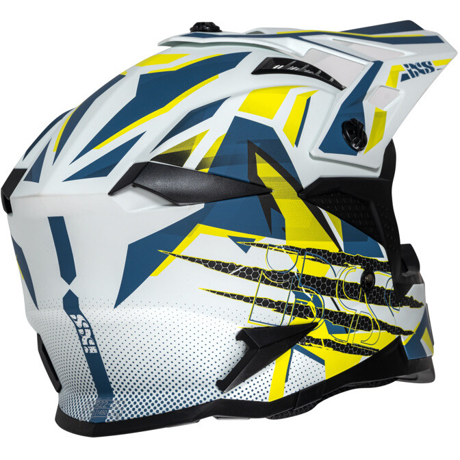 Moto Cross Enduro helmet iXS 363 2.0 Matt White Blue Yellow Fluo
