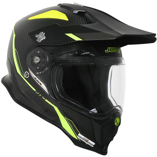 Moto Cross Enduro Helmet Just 1 J14 Adventure Full Carbon Line Matte Fluo Yellow